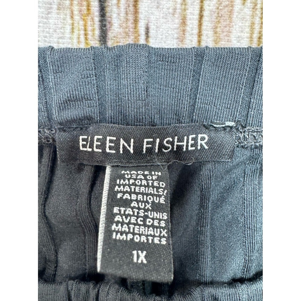 Eileen Fisher Pants Dark Gray Rib Knit Tencel Pull On Straight Leg Relaxed 1X - Picture 4 of 5